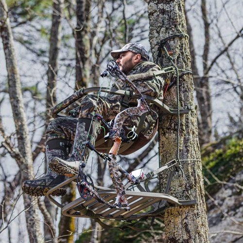 codree Tree Stand Bow Holder - 12 Teeth Adjustable Hunting Bow Holder - Easy Installation Treestand Bow Rest for Outdoor Hunting Archery Gear Accessory