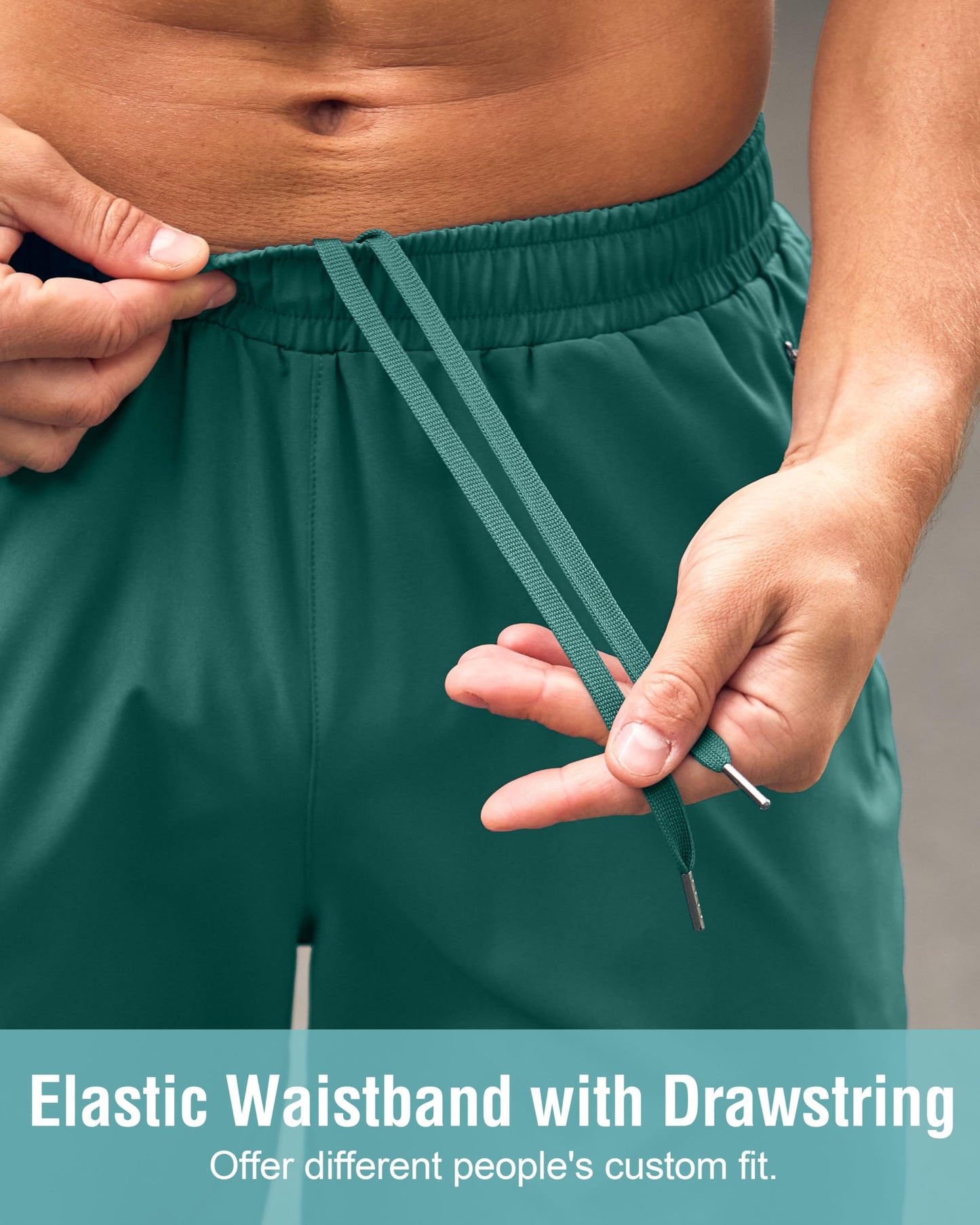 G Gradual Men's Athletic Running Shorts with Zipper Pockets Quick Dry 7"/ 5"/ 9" Workout Gym Shorts for Basketball Hiking(Rainforest Green,7M)