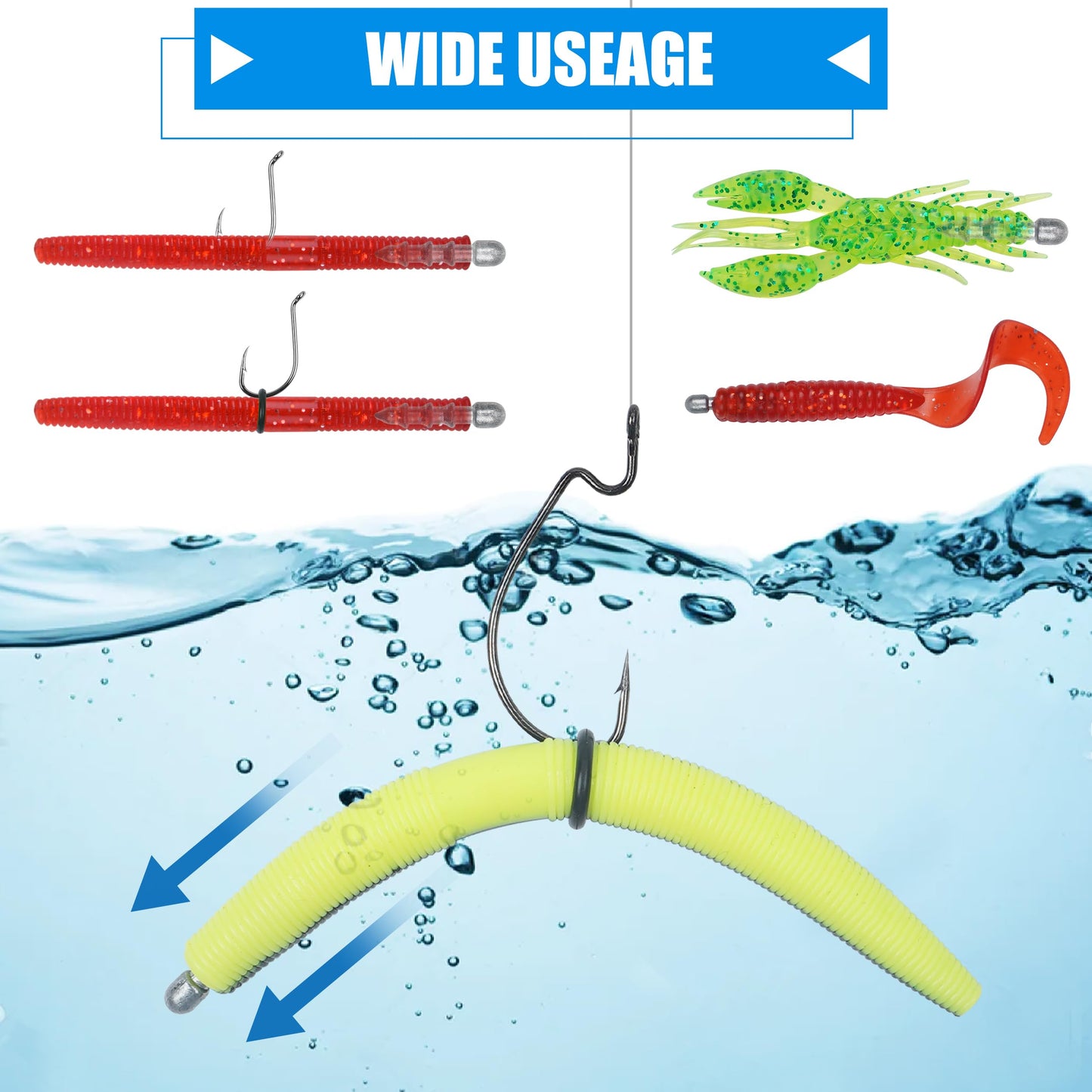 50pcs Fishing Nail Weights Kit Insert Sinkers Wacky Worm Weights for Bass Fishing Soft Plastic Lures Nail Sinkers Wacky Rig Neko Rig Insert Pencil Sinker Weight Kit 4 Sizes