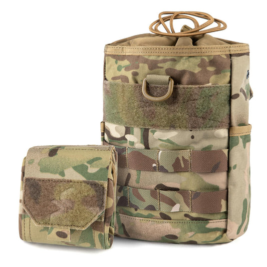 VOTAGOO GEAR Tactical Dump Pouch Molle Storage Bag Tactical Waist Bag, Drawstring Folding Magazine Dump Bag (CP)