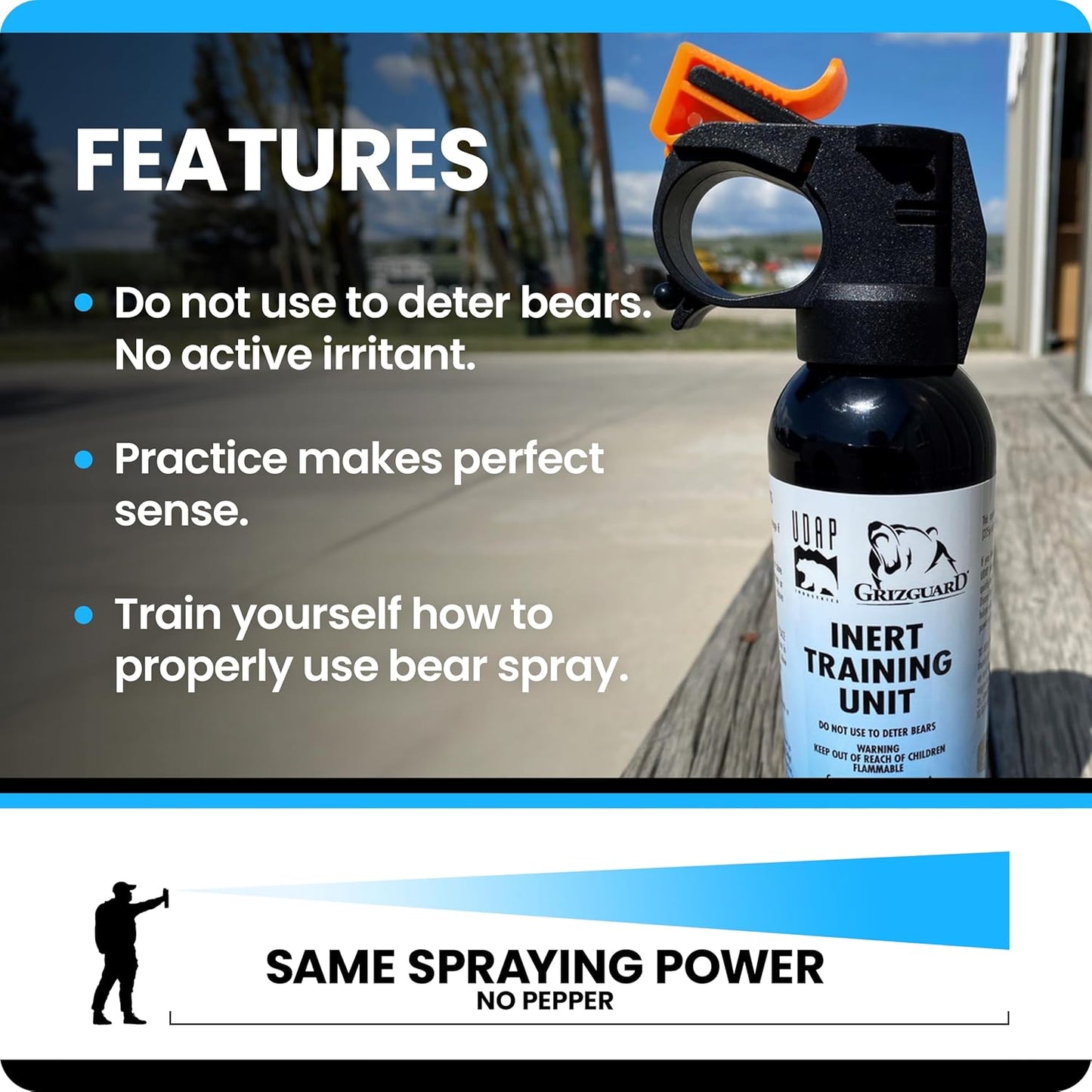 UDAP/Griz Guard Inert Training Unit - Practice Bear Spray Canister, No Active Pepper Ingredient, 12I, 7.9 oz