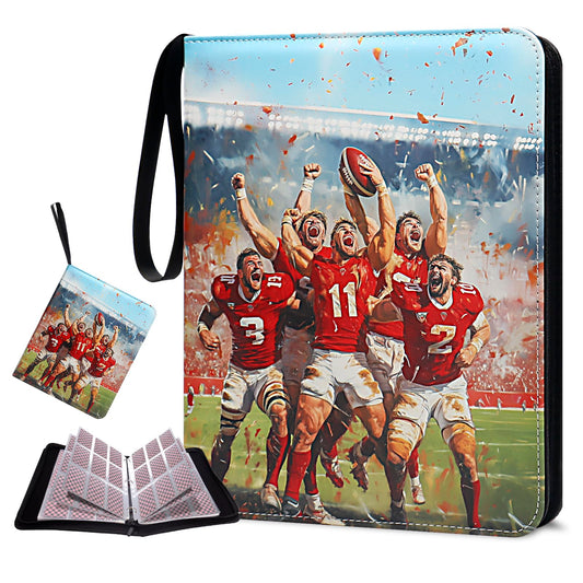 Football Card Binder 900 Pocket, HYMENEX Trading Card Binder 9 Pockets with 50 Removable Sleeves Baseball Card Binder Sports Card Binder with Zipper for Football Card Trading Card Standard Size Card