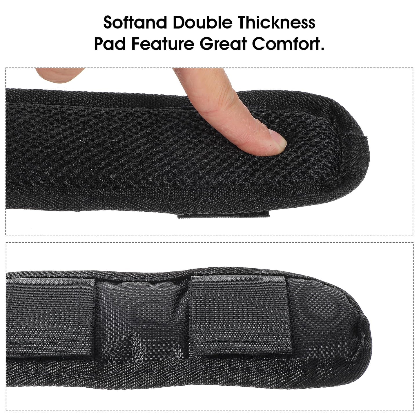 2 Pack Black Shoulder Strap Pad, Extra Thick Shoulder Strap Pad, Removable Luggage Bags Shoulder Strap Pads, Universal Replacement Shoulder Pad, Guitar Strap Pad, Fastener Cushions for Shoulder Bags