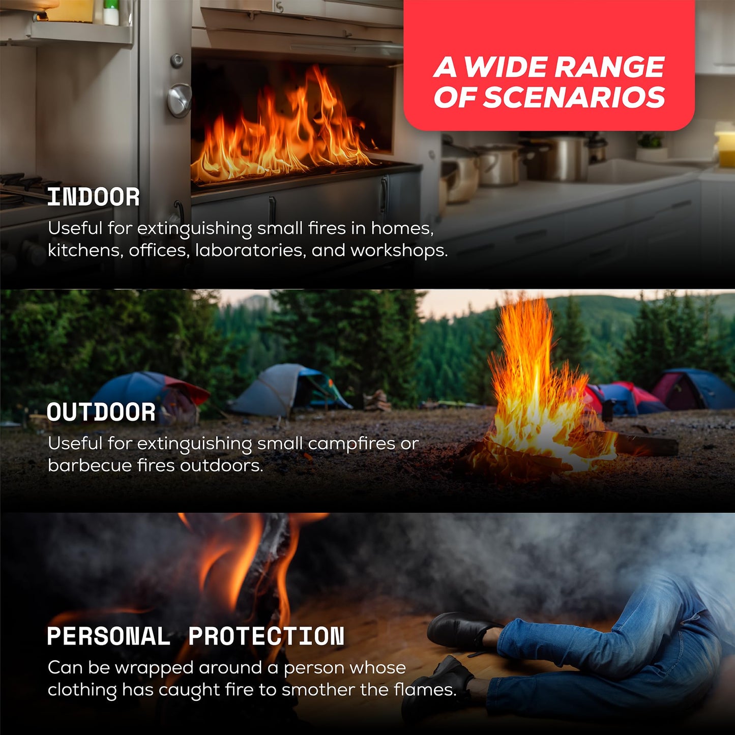 Fire Fix Emergency Fire Blanket for Home & Kitchen | 1-Pack + Mount | Fire Extinguisher for Camping Gear, Car Safety, Hiking, Survival Kit & Welding | Flame Retardant Preparedness Supplies 39" x 39"