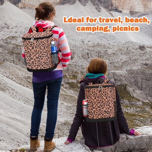 Insulated Cooler Backpack 30 Cans - Leak Proof Beer Backpack Lightweight Cooler Bag for Travel, Camping, Beach, Lunch (Leopard Style A)