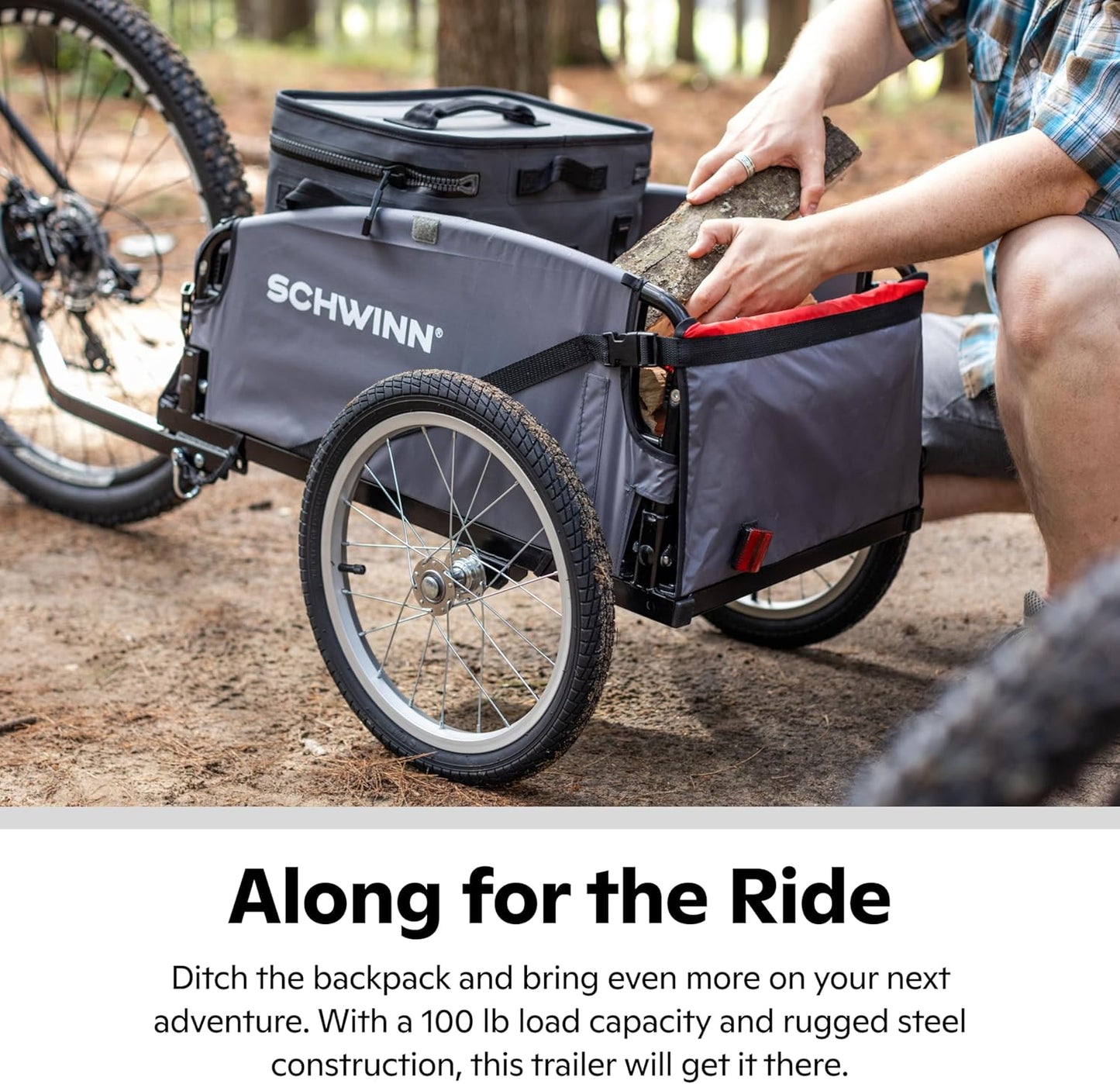 Schwinn Daytripper or Porter Bike Cargo Trailer, Holds up to 100 lb, Universal Coupler, Folding Frame, Quick-Release Wheels, 16-Inch Tires, Interior D-Rings, Schwinn Bike Trailer for Carrying Cargo