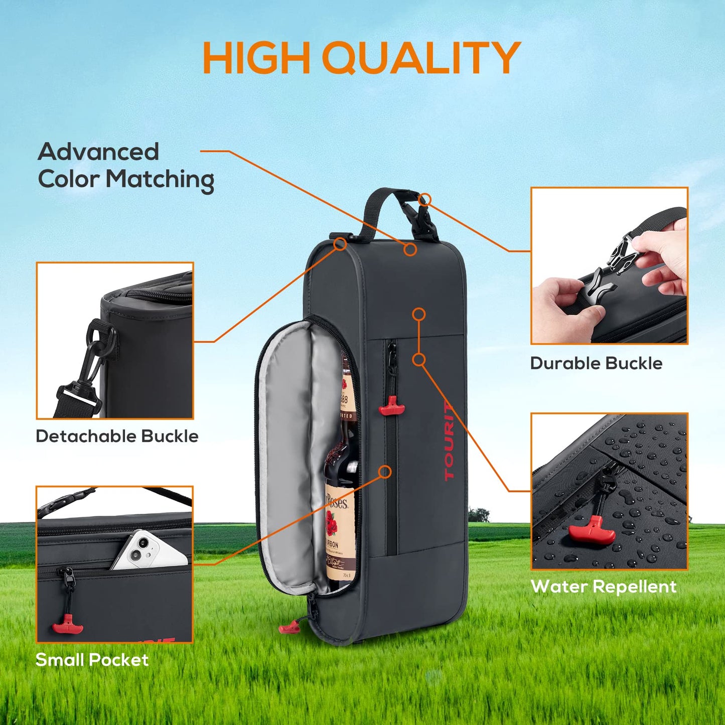 TOURIT Cooler Bag - 6-Can Insulated Sleeve, Small Soft Fits Discreetly in Golf Bag, Accessories for Men