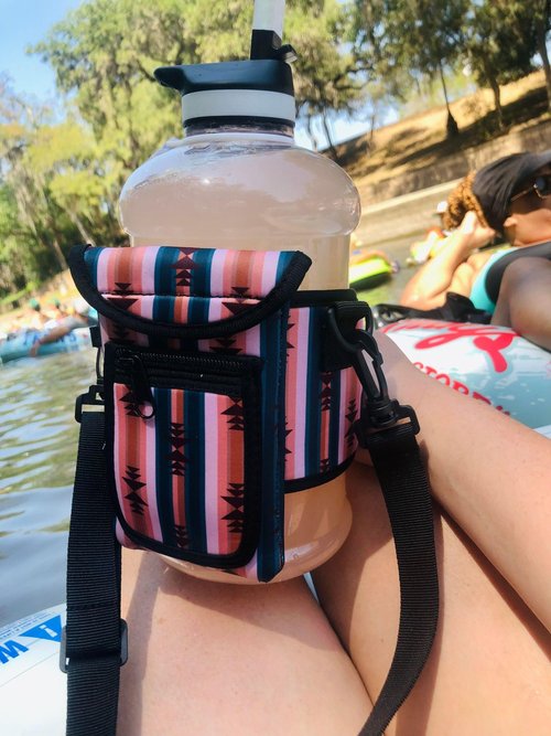 Drink Handlers Around Drink Wrap with Pocket Purse - Versatile Water Bottle Holder with Strap, Ideal for Gym, Travel, Running - 30-40oz Tumbler, Carrier Bag, Football