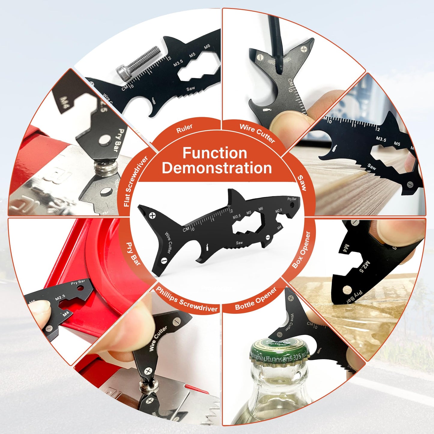 Fun Mens Gifts EDC Multitool - Unique Men Birthday Shark Gift, Novelty Christmas Stocking Stuffer White Elephant Anniversary Father Valentines Present Idea Small Gadget, Cool Secret Santa Gift for Him