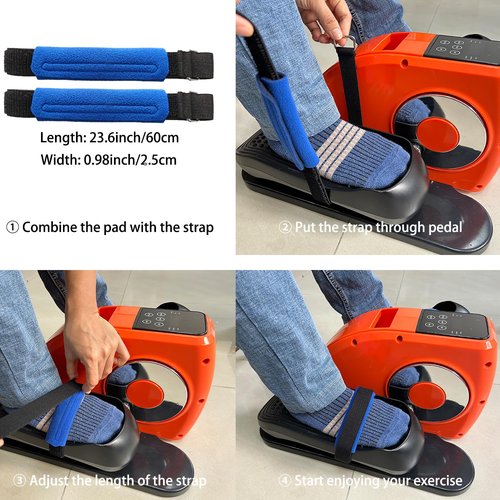 VOOGLAN 4Pcs Under Desk Elliptical Pedal Straps, Adjustable Ellipse Leg Exerciser Straps for Leg/Bike Pedal Exerciser & Elliptical Stepper, Seniors Sitting Fitness Home Office Sports Accessories