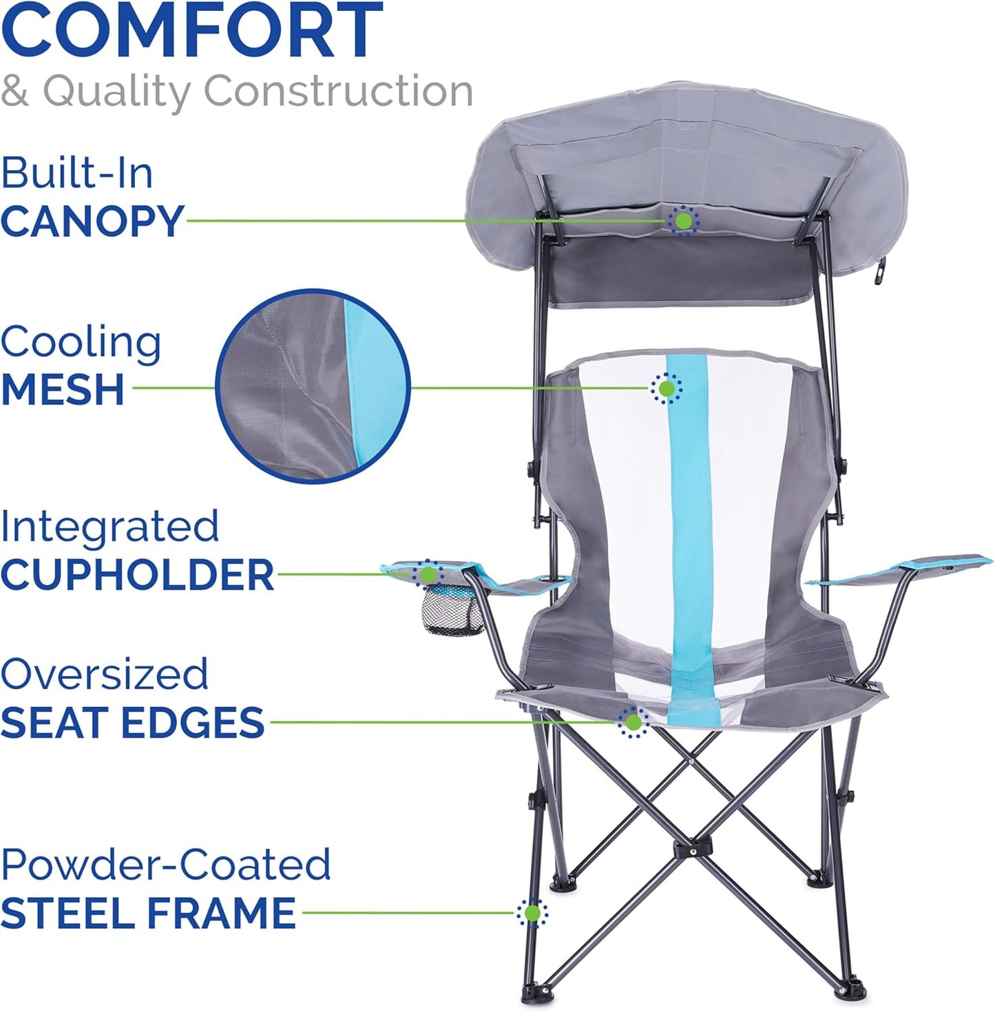 Foldable Canopy Chair for Camping & Tailgating - Kelsyus Grey/Red Outdoor Chair