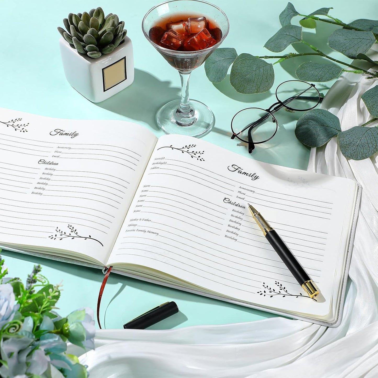 Patelai Family Reunion Party Favors Decorations Family Reunion Guest Book Sign in Good Tree Guest Book Gathering Decorations with Pen, 112 Pages(Trendy)