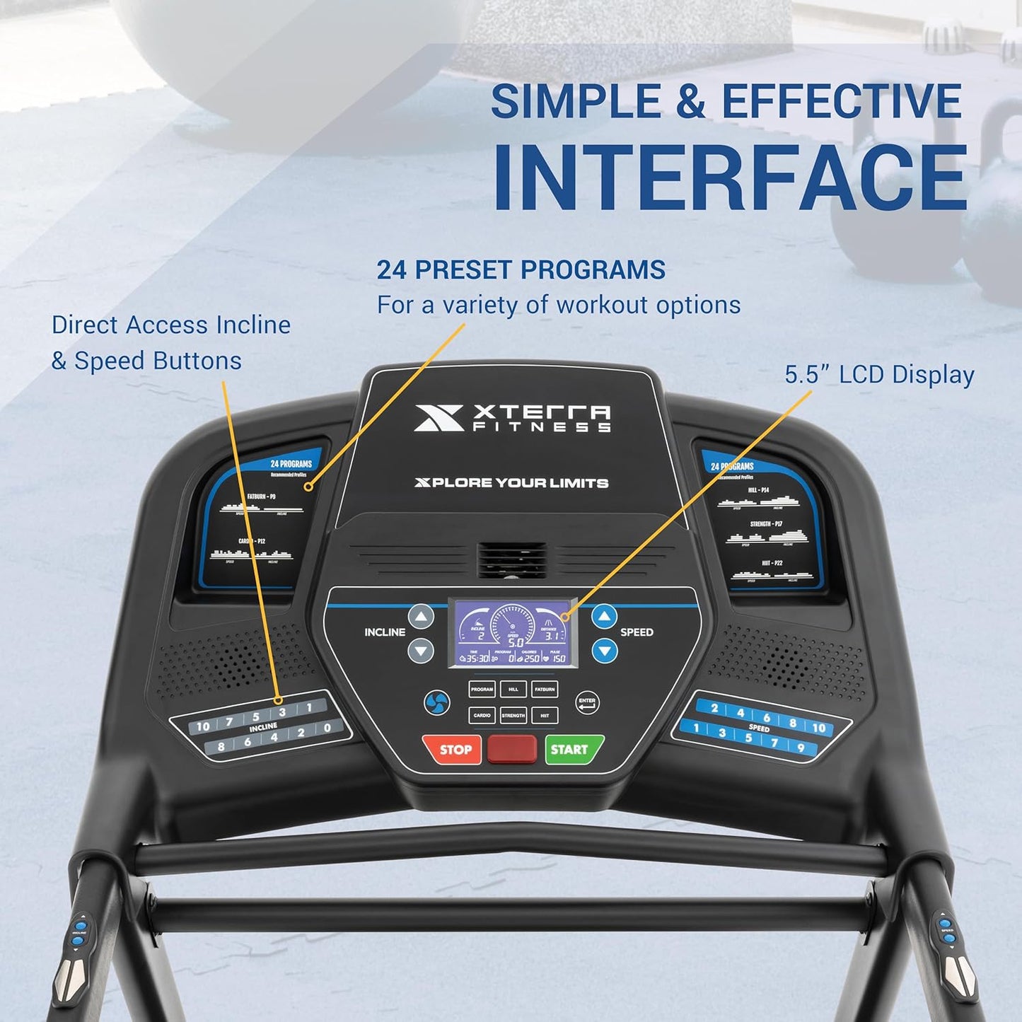 XTERRA Fitness Sport Series Premium Folding Smart Treadmill, Handlebar Speed and Incline Controls, Large XTRASoft Cushioned Running Deck, Built-in FTMS-Enabled Bluetooth with XTERRA+ Fitness App