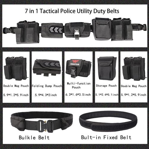 YAKEDA Tactical Battle Belts for Men- Quick Release Trigger Airsoft Belt Heavy Duty Belts with Pouches 7 PCS (CP)