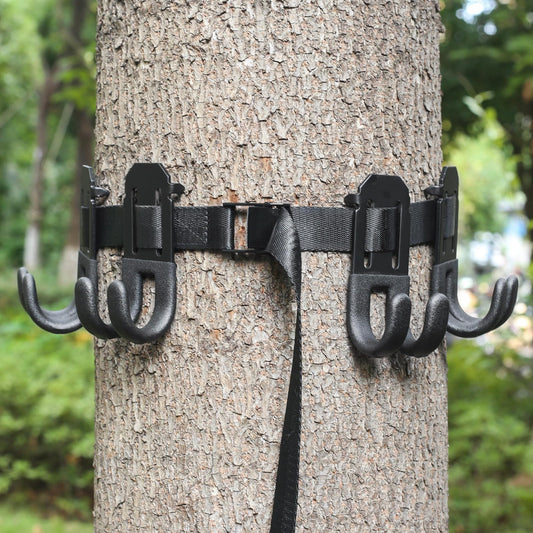 FUNANASUN Treestand Strap Hangers for Hunting Gear, Tree Saddle, Tree Stand Accessories, Bow Hanger, Archery Bow Hunting Gear with 3 Metal Gear Hooks