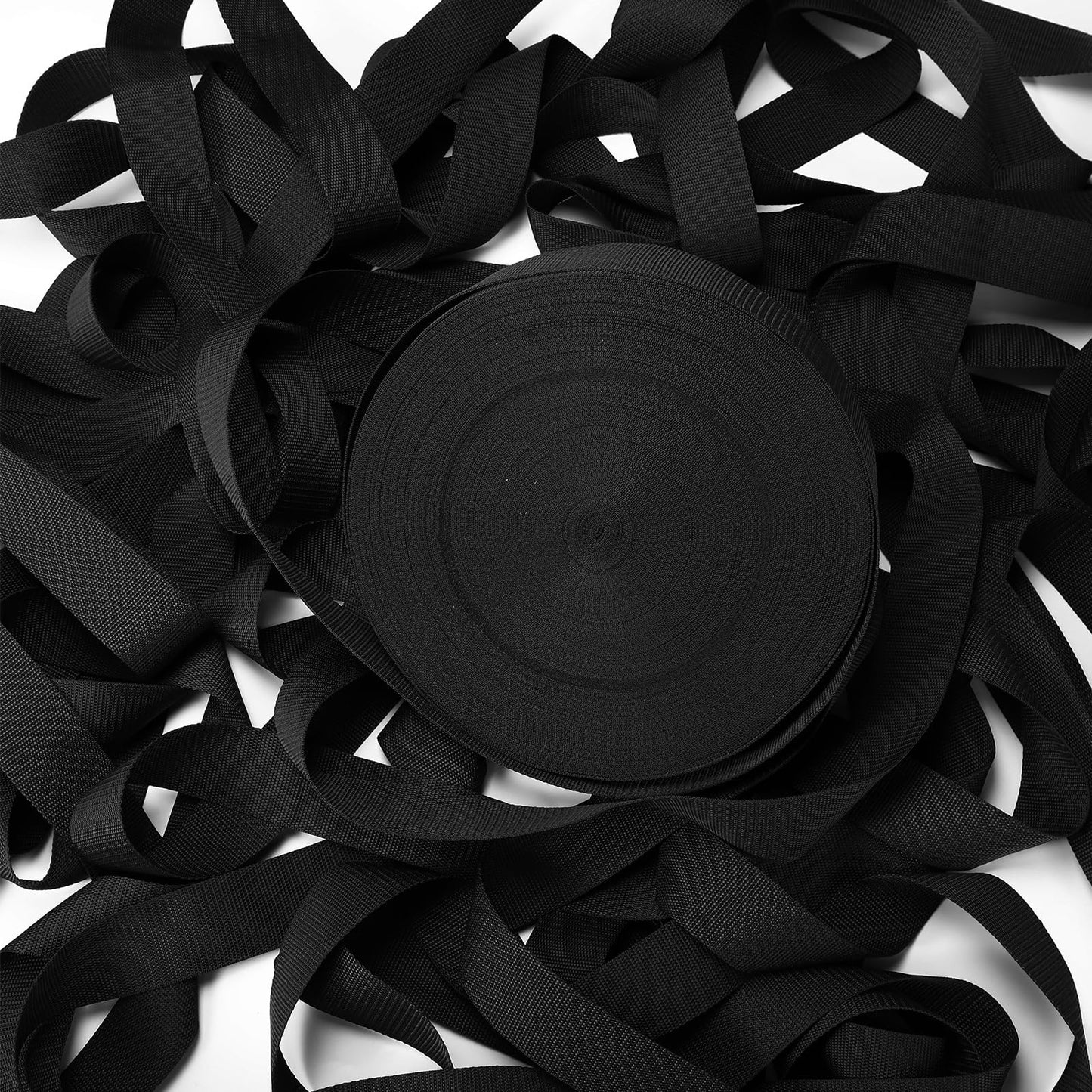 Canlierr 110 Yards Webbing 2 Inch Heavyweight Polypropylene Webbing Strap Fabric Flat Rope Strap Heavy Duty Poly for Gear Repairing DIY Craft(Black)