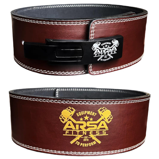 Arsa Fitness Weightlifting Adjustable Lever Belt for Men & Women Leather Weight Belt for Powerlifting Back Support Workout Deadlifts Squats 10MM Thickness 4" Width Royal Oak (X-SMALL)