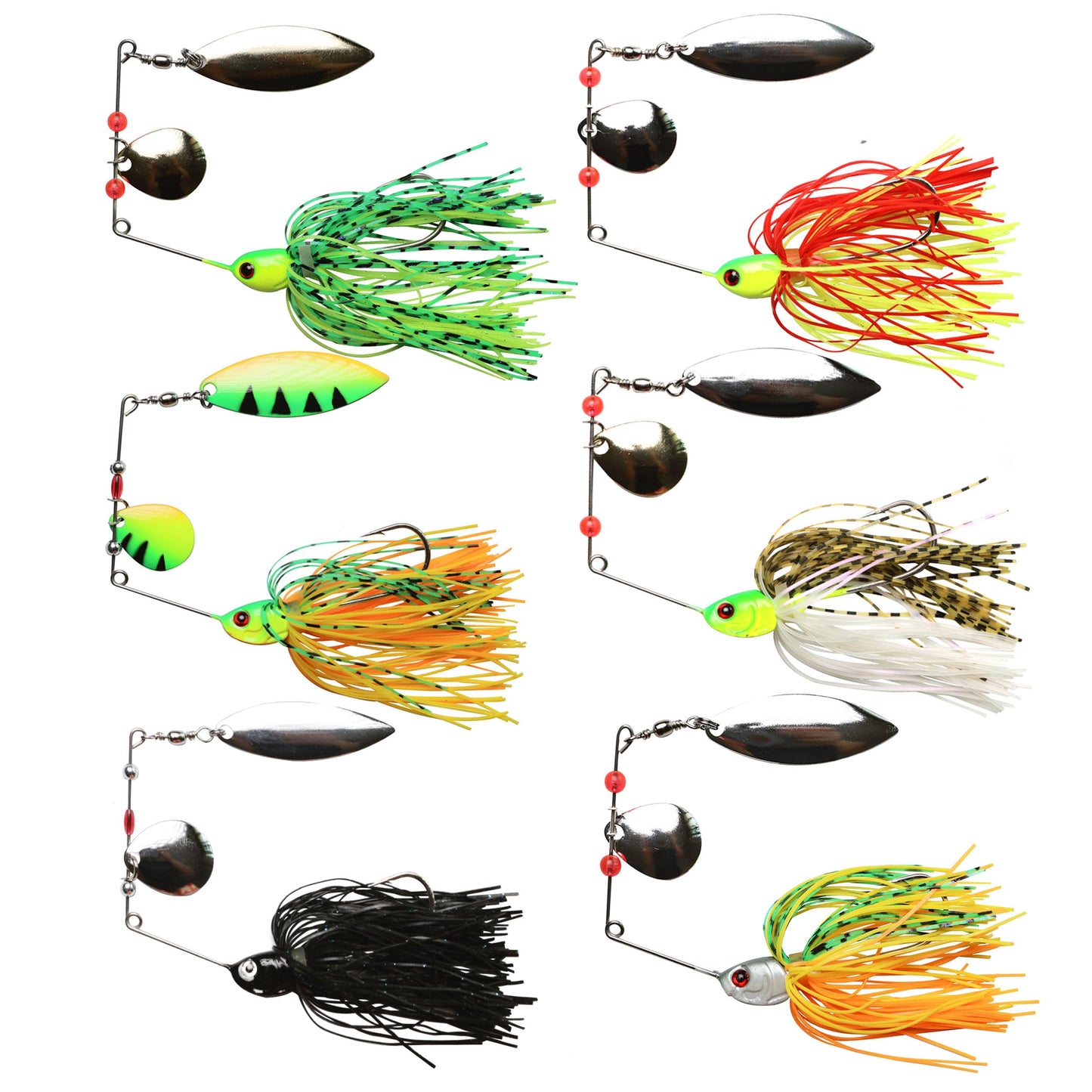 Spinnerbait Bass Fishing Lures Kit Spinner Baits Bass Fishing Lure Hard Metal Lure Topwater Buzzbait Swimbait for Pike Bass Trout Salmon Freshwater Saltwater Fishing(6PCS)
