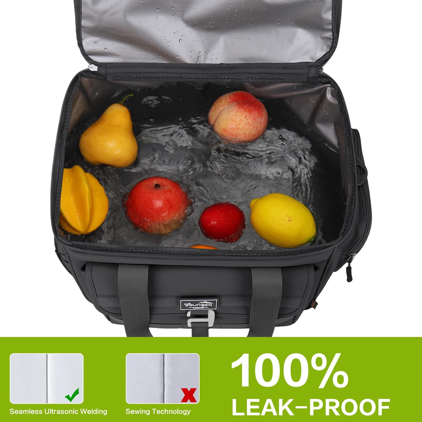 YOUNGOA 36L Large Soft Cooler Insulated Cooler Bag Soft Sided Collapsible Coolers for Travel, Camping, Beach. Leakproof, Waterproof, Expandable, 36L (Black)