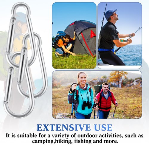 Yaocom 500 Pcs 2" Spring Snap Hooks Bulk Small Aluminum Alloy Clip Keychain Spring Snap Hook for Hanging Camping Hiking Traveling Fishing Outdoor (Silver)