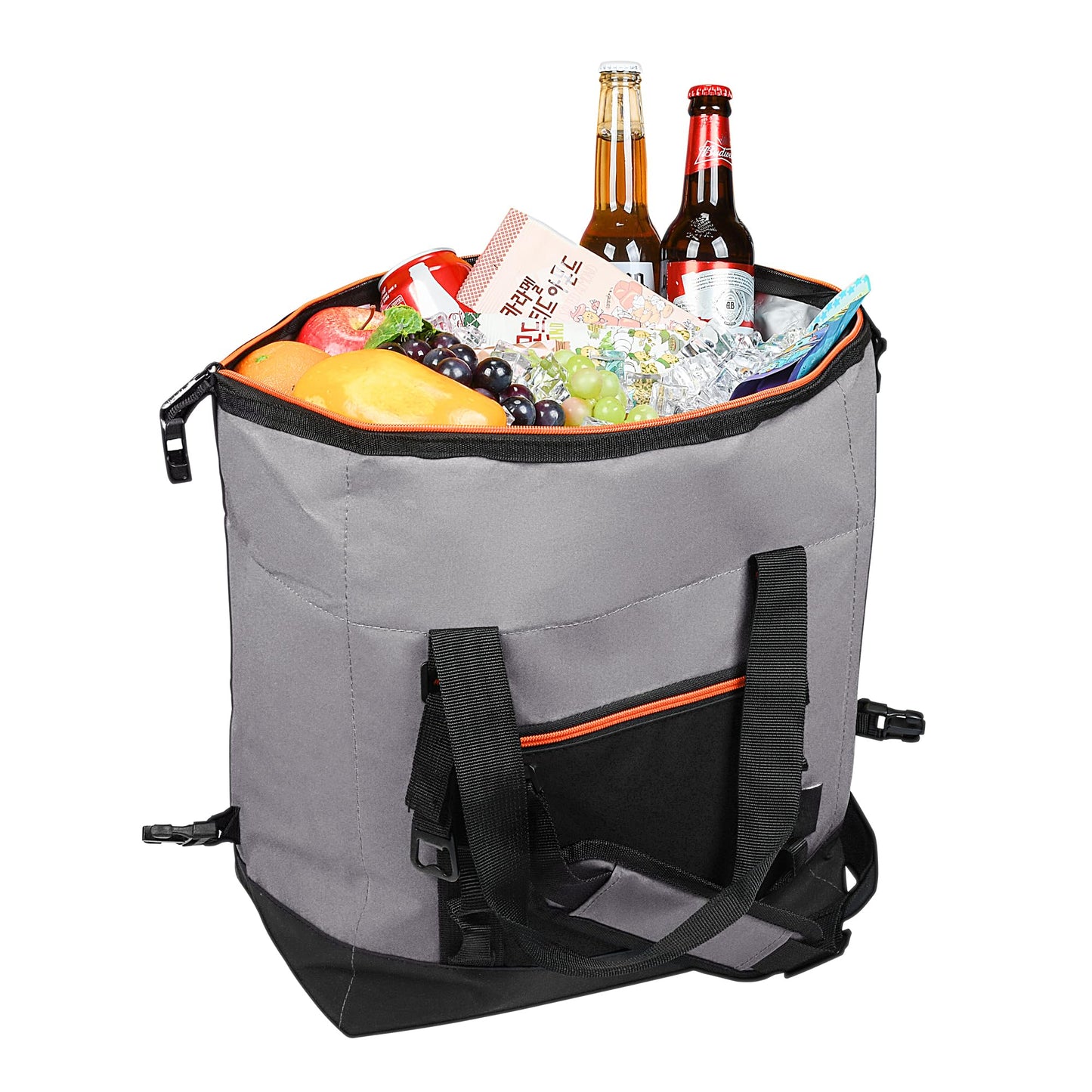 30 Cans Insulated Cooler Bag, Collapsible Leakproof Outdoor Camping Cooler with Zippered, Reusable Portable Grocery Cooler Bags for Travel, Picnic, Camping, Kayaking