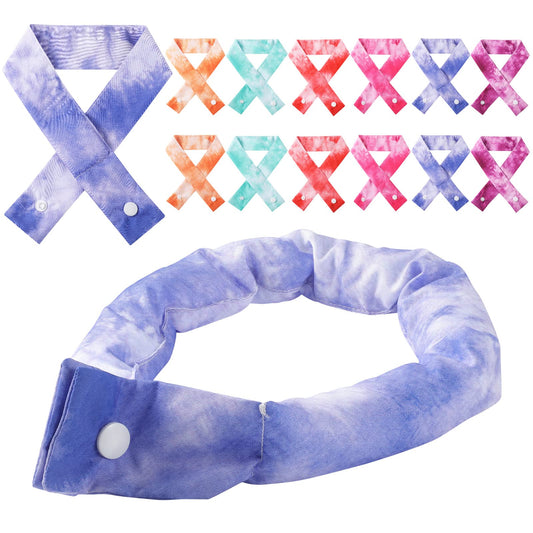 12 Pcs Cooling Neck Wraps with Button Tie Dye Neck Cooler for Hot Weather Ice Cooling Bandana Scarf for Summer Heat Men Women (Assorted Color)