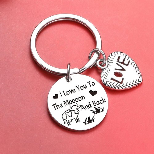 ZQEOU Cow Stuff Love Keychain Cow Gifts Cow Lover Keychain Cow Themed Gifts Best Friend Jewelry Mothers Day Keychain For Cow Mom Gift BFF Cow Birthday Jewelry Cousin Keychain Cow Dad Keychain