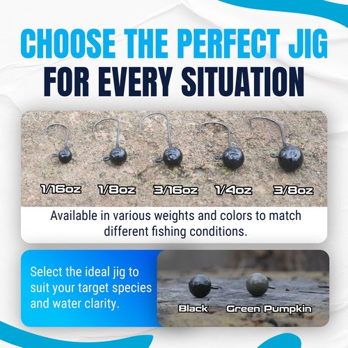 Reaction Tackle Lead Ball Jigs: 1/16 oz. 10pk- Green Pumpkin