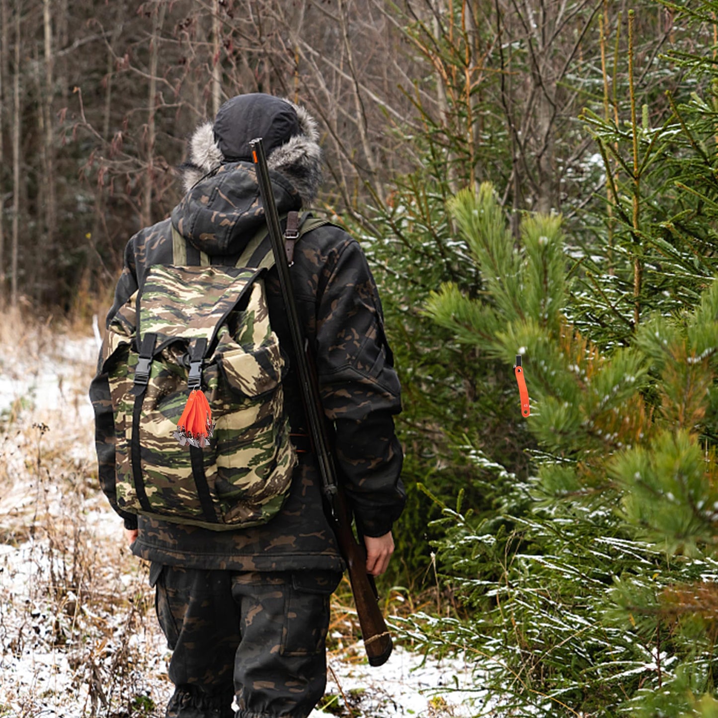 Adnee 48 Pcs Reflective Hunting Trail Markers with Clips for Night-n-Day - High-Visibility Trail Markers for Tree-Stand Hunting Hiking Outdoor