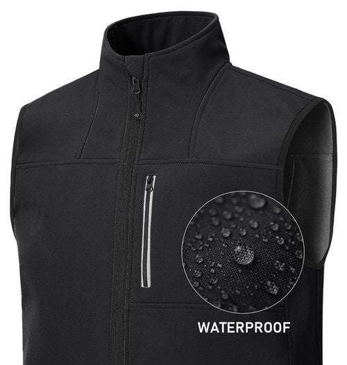 MoFiz Men's Lightweight Softshell Outwear Vest, Windproof Sleeveless Jacket for Running, Hiking, Cycling, Walking Black XXX-Large