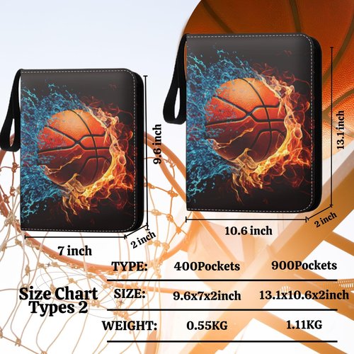 CHIMORY 2025 Basketball Card Binder Trading Binder Holder 900 Pockets, Fits 900 Cards with 50 Removable Pages, Basketball Card Gifts Collector Album with Zipper Storage Display Case