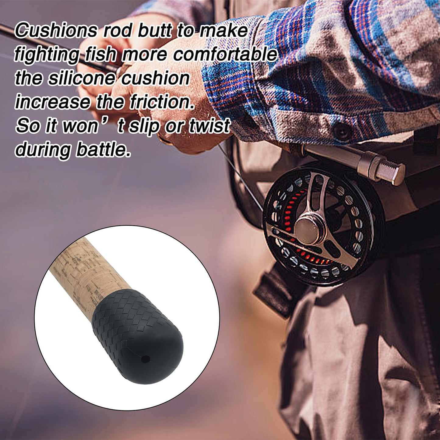 JSHANMEI Fishing Rod Butt Cushion - 6pcs Set with Pole Butt Cap Seat Cushions Pole Protector End Fishing Rod Holders Black