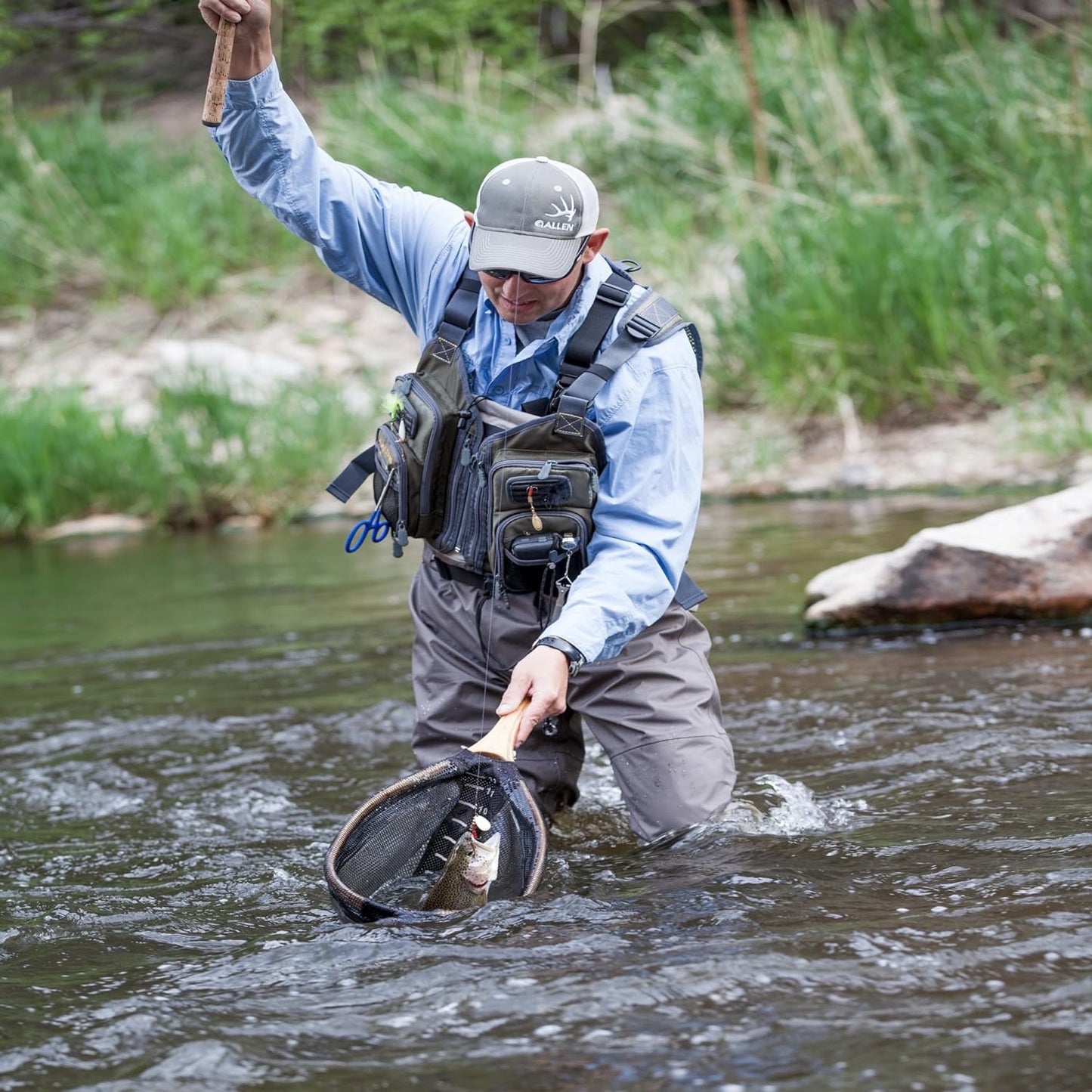 Allen Company Ultra-Light Gallatin Strap Pack Fishing Vest, Fits up to 4 Tackle/Fly Boxes, 14 Accessory Pockets