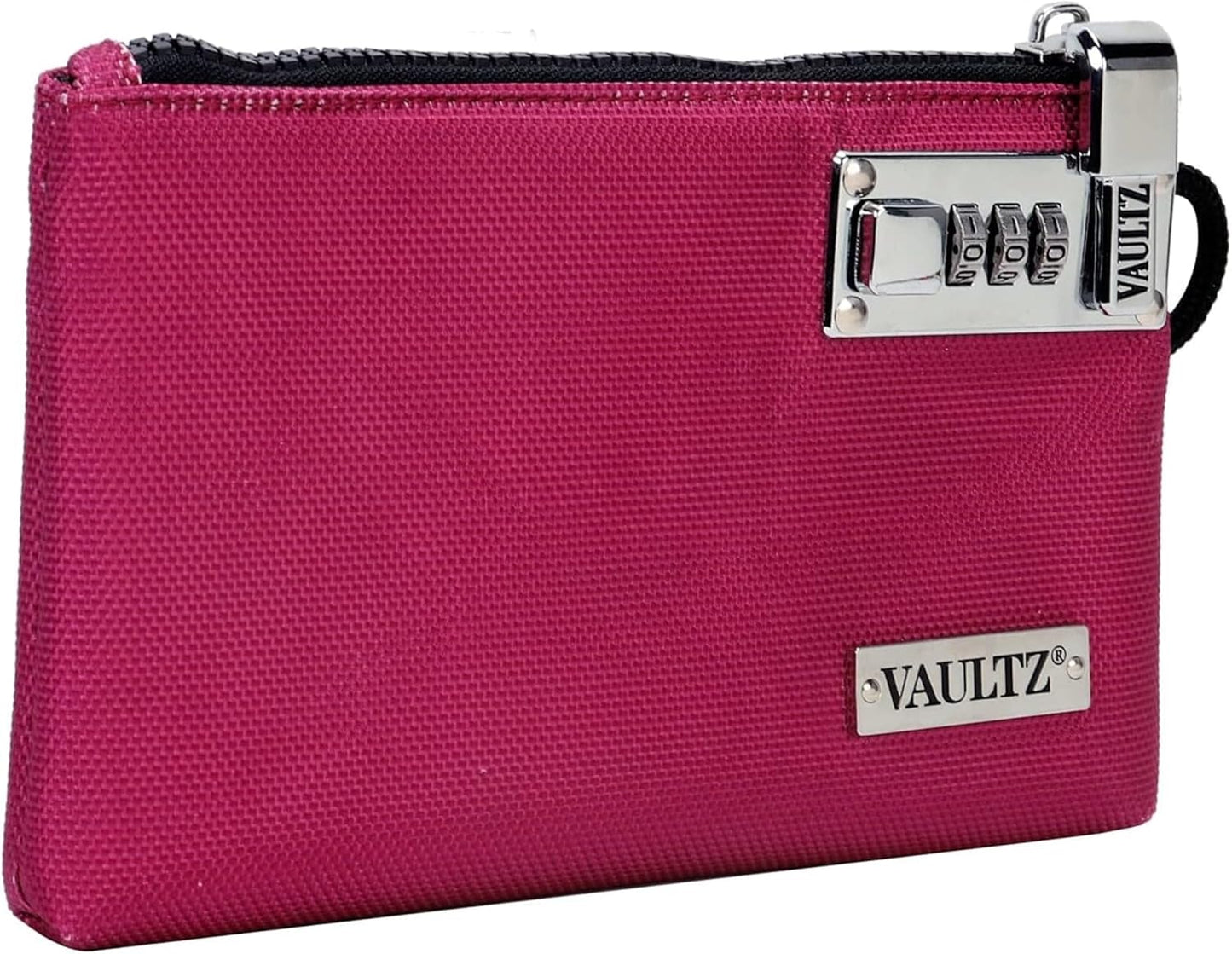Vaultz Money Bag with Lock - 5 x 7 Inch, Men & Women's Locking Accessories Pouch for Cash, Bank Deposits, Wallet, Medicine, Phone and Credit Cards - BERRY