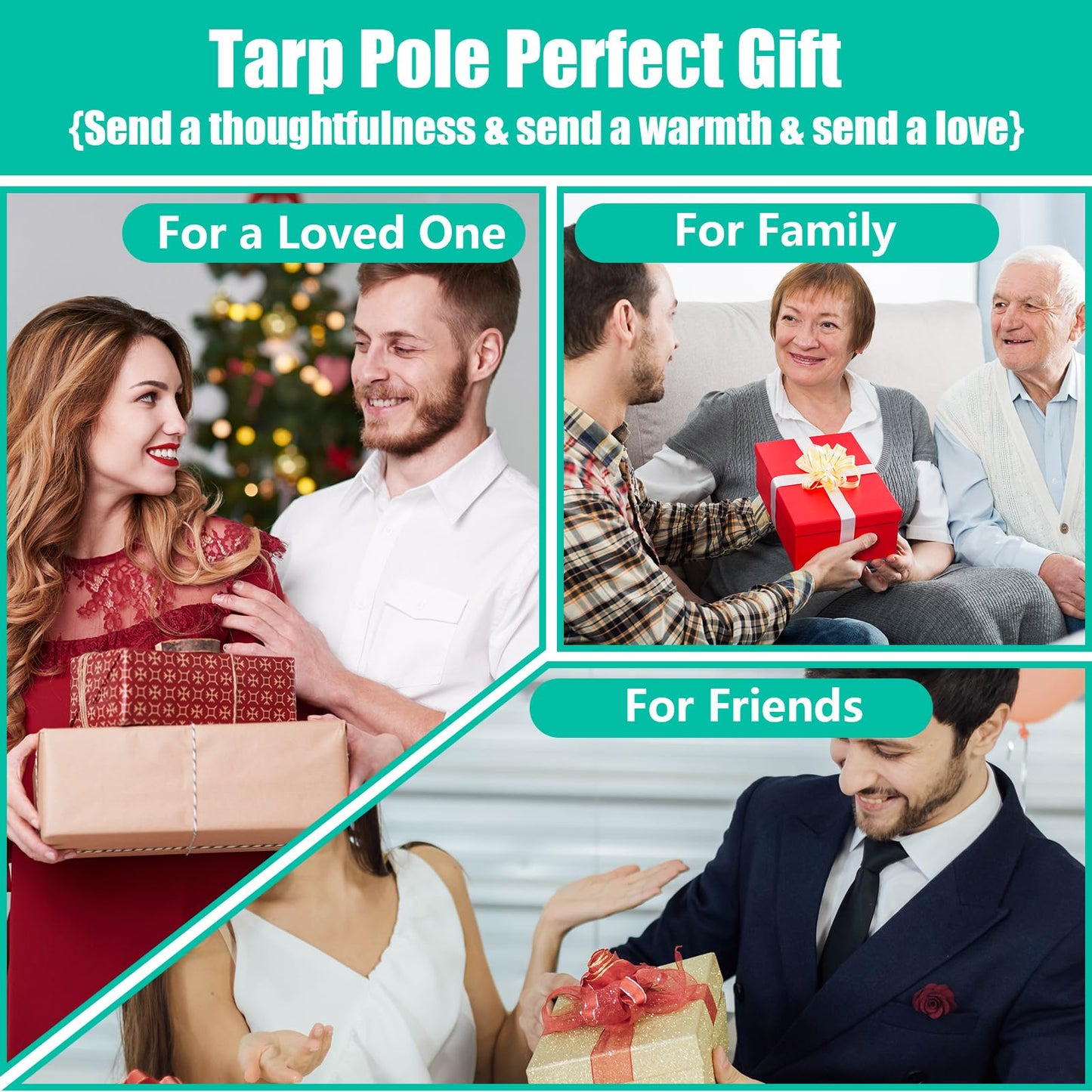 Frebuta Tarp Poles,Tent Poles Set of 2 2ft to 9.5ft Replacement Canopy Poles Heavy Duty Telescoping Tent Poles for Tarp Outdoor Camping Awning Poles Adjustable Sturdy Durable Shade Cloth Poles