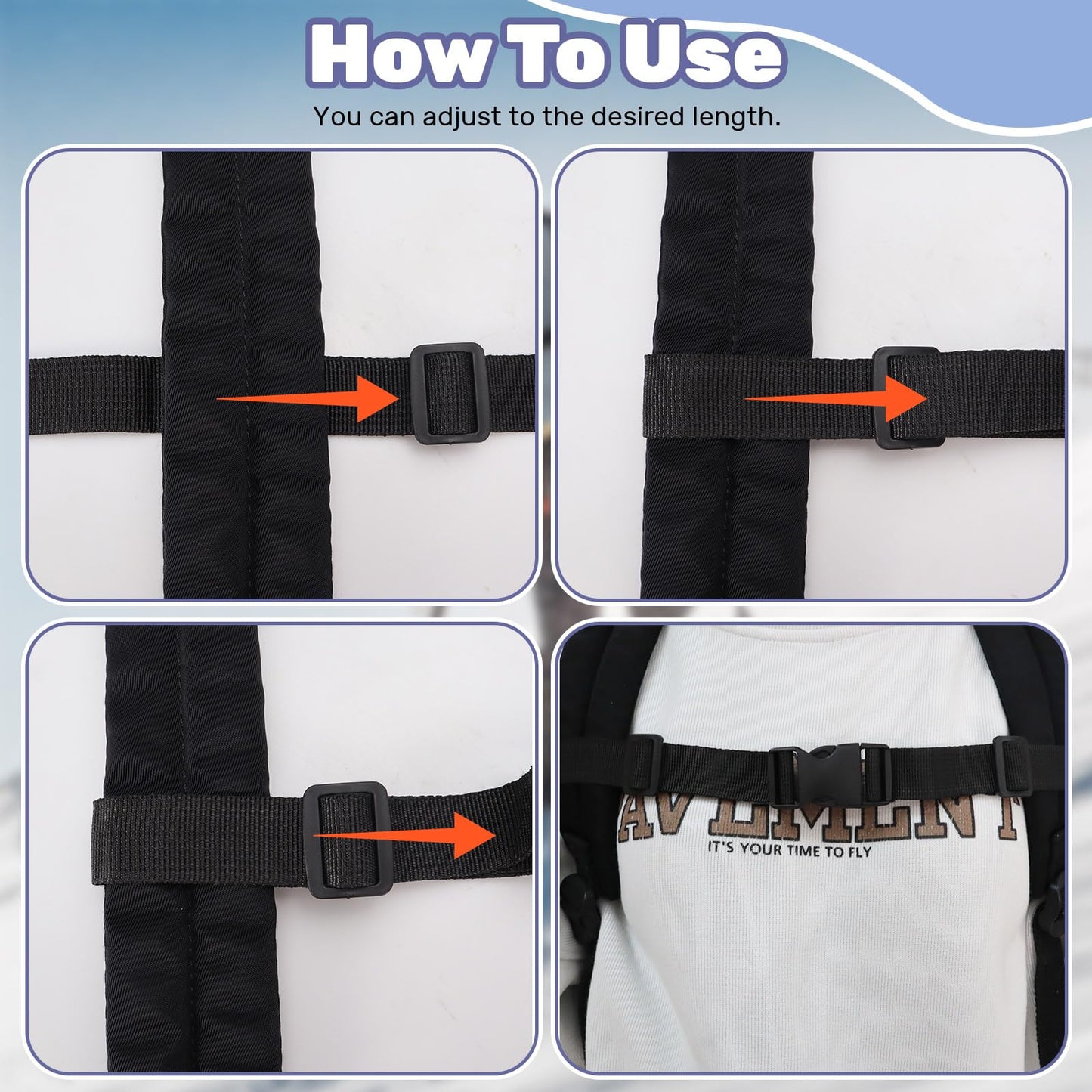 4 Pcs Non-Slip Backpack Chest Straps, Heavy Duty Adjustable Adult Universal Backpack Sternum Strap Chest Belt with Quick Release Buckle for Outdoor Camping Hiking Jogging (Black)