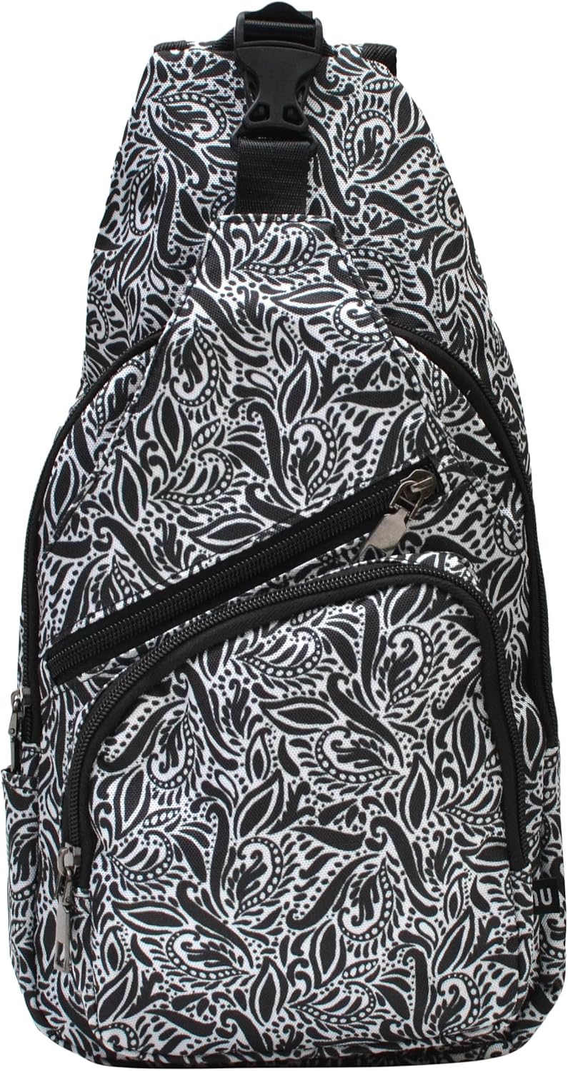 Anti-Theft Daypack Crossbody Sling Backpack, USB Charging Connector Port, Lightweight Day Pack for Travel, Hiking, Everyday, Regular, Black