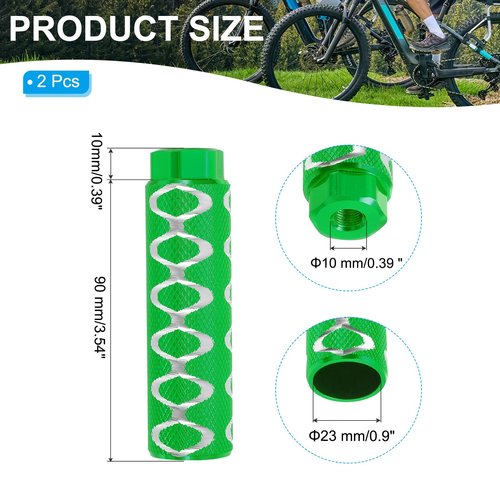 PATIKIL Aluminum Alloy O-Shape Bike Pegs Fit 3/8 inch Axles, 2 Pack Anti-Skid Lead Foot Bicycle Pegs Back Seat Stands for BMX Mountain Bike Cycling Rear Stunt Pegs, Green