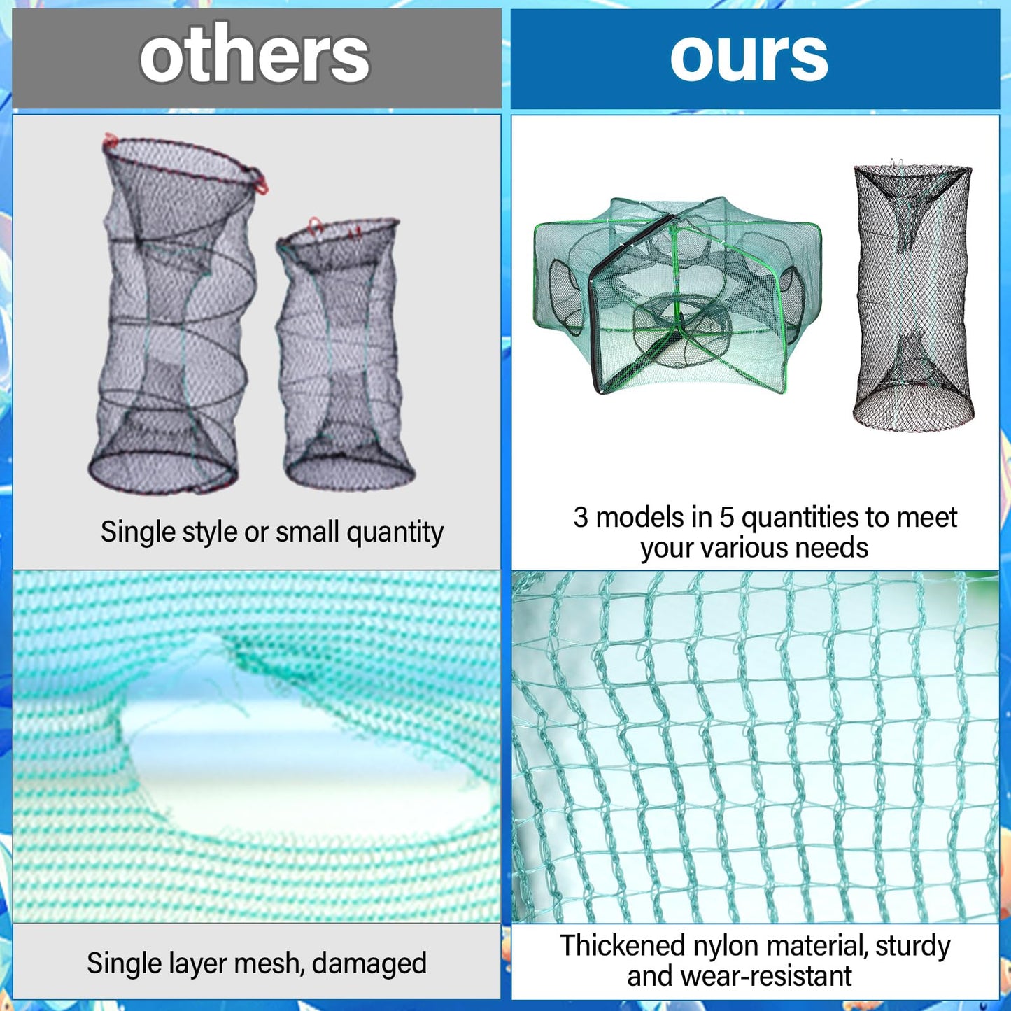 5PCS Fishing Bait Trap Minnow Trap Foldable Fishing Trap Cylindrical Hexagon Crawfish Fishing Net Trap Portable Folded Fishing Accessories