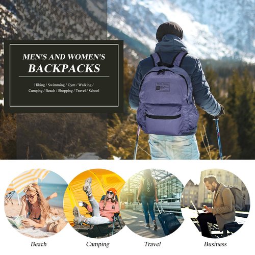 Long Keeper 15L Packable Lightweight Backpack for Women Men Water Resistant Foldable Hiking Travel Camping Daypack (Purple)