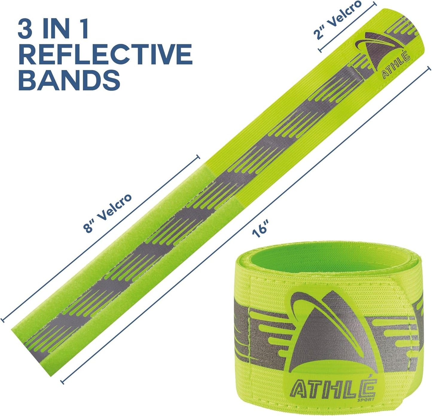 Reflective Running Band - High Visibility Arm Reflector Bands for Running, Cycling - Reflector for Runners for Wrist, Arm, and Ankle - Adjustable Running Reflective Gear Arm