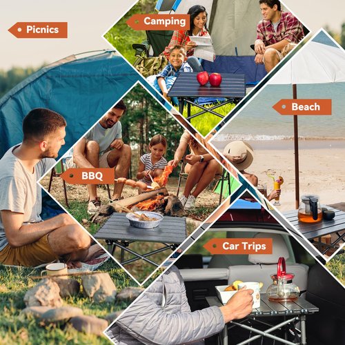 Opliy Folding Camping Table,Portable Table for 1-2 Persons -Collapsible Table Lightweight with Carry Bag for Camping, Hiking, Picnics, BBQs, Beach Trips & Tailgating(16.5 inch).