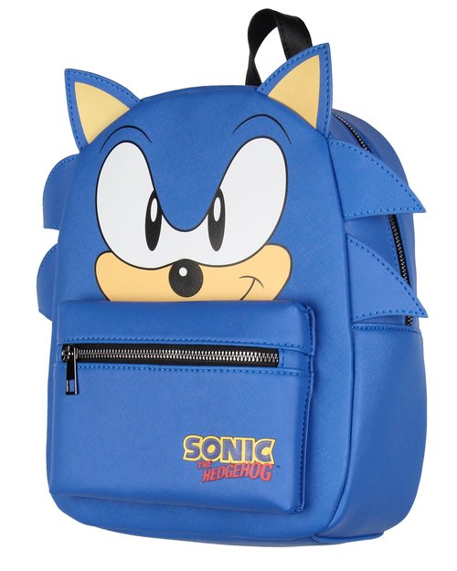 Bioworld Sonic The Hedgehog Character with 3-D Ears and Quills Mini Faux Leather Backpack For Men and Women