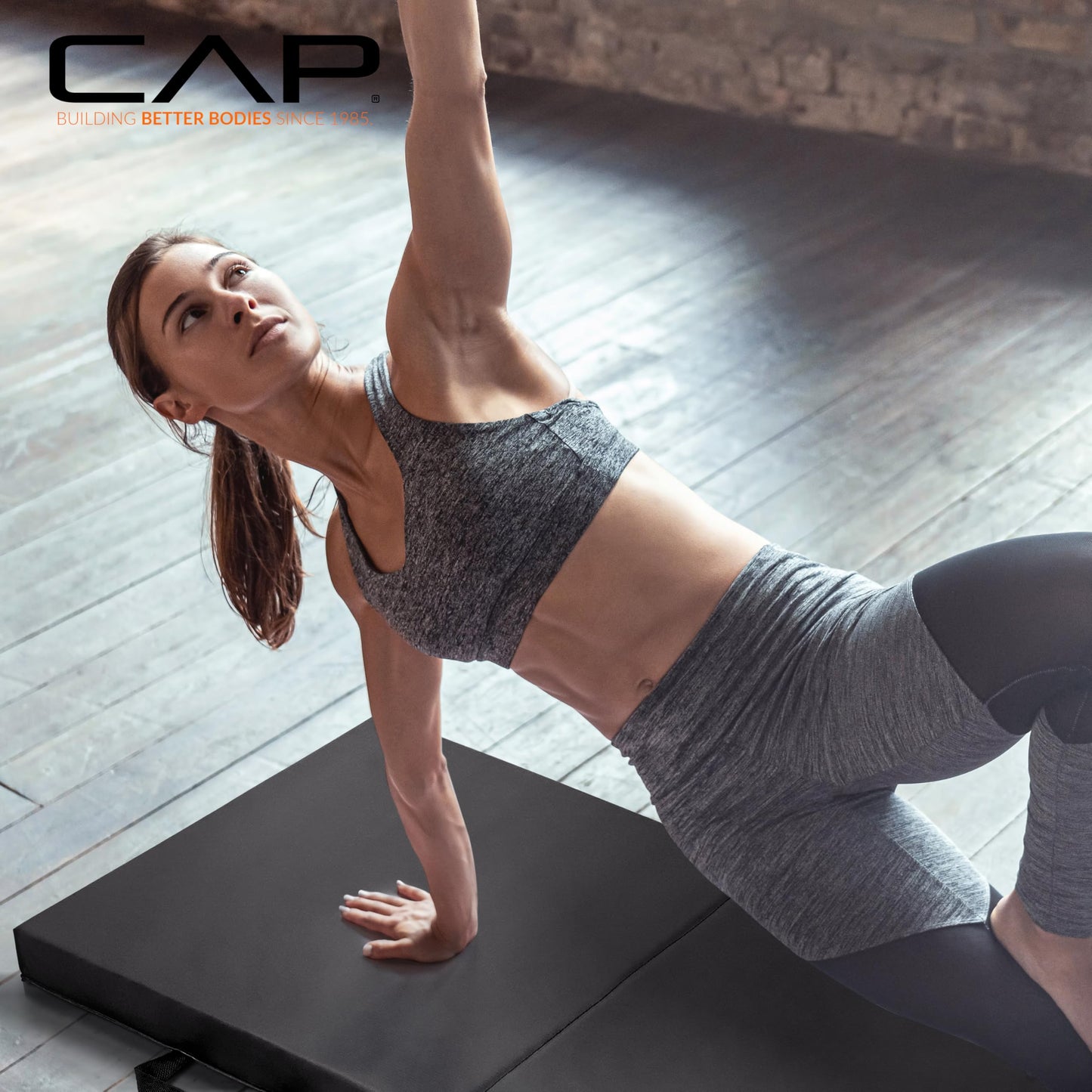 CAP Barbell All Purpose Folding Anti Tear Exercise Training Aerobic Fitness Gym & Gymnastics Balance Mat. 72"L x 24"W x 2"Thick. BLACK