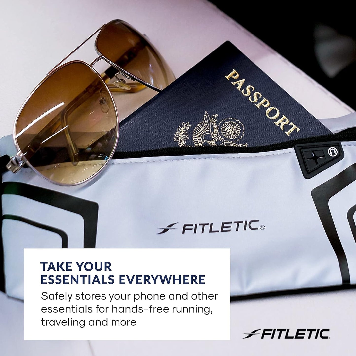 Fitletic Modern Sports Running Belt For Men & Women – Water Resistant Pouch - Fits All Smart Phones- Lightweight, Low Profile Design –Lycra Coated With Inner Card Organizer Pocket