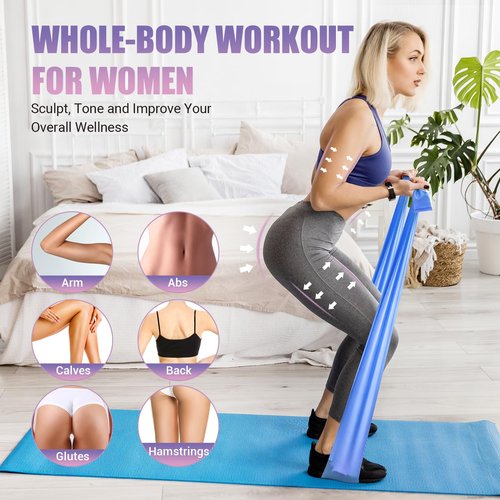 Resistance Bands for Physical Therapy Women, Extended 6.9FT Exercise Stretch Bands for Yoga, Pilates, Rehab, Fitness and Strength Training, Elastic Workout Bands with Training Poster
