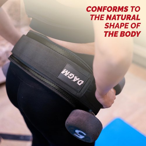 DAGM Hip Thrust Belt for Dumbbells heavy, Secure Glute Trainer with Non-Slip Extra Padding That Protects Your Hips - Ideal for Gym & Home Workouts - Use with Heavy Duty Kettlebells, Dumbbells, & Plates Hold up to 500 lbs