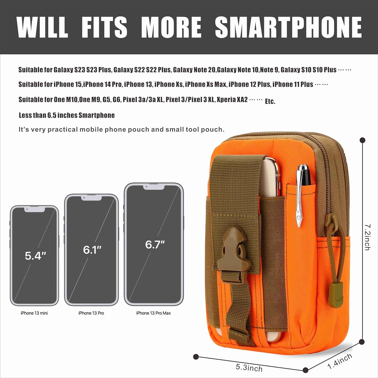 Tactical Waist Pouch EDC Molle Waist Bag Belt Phone Pouch Holster Purse Carrying Pouch for Smartphone, Tools