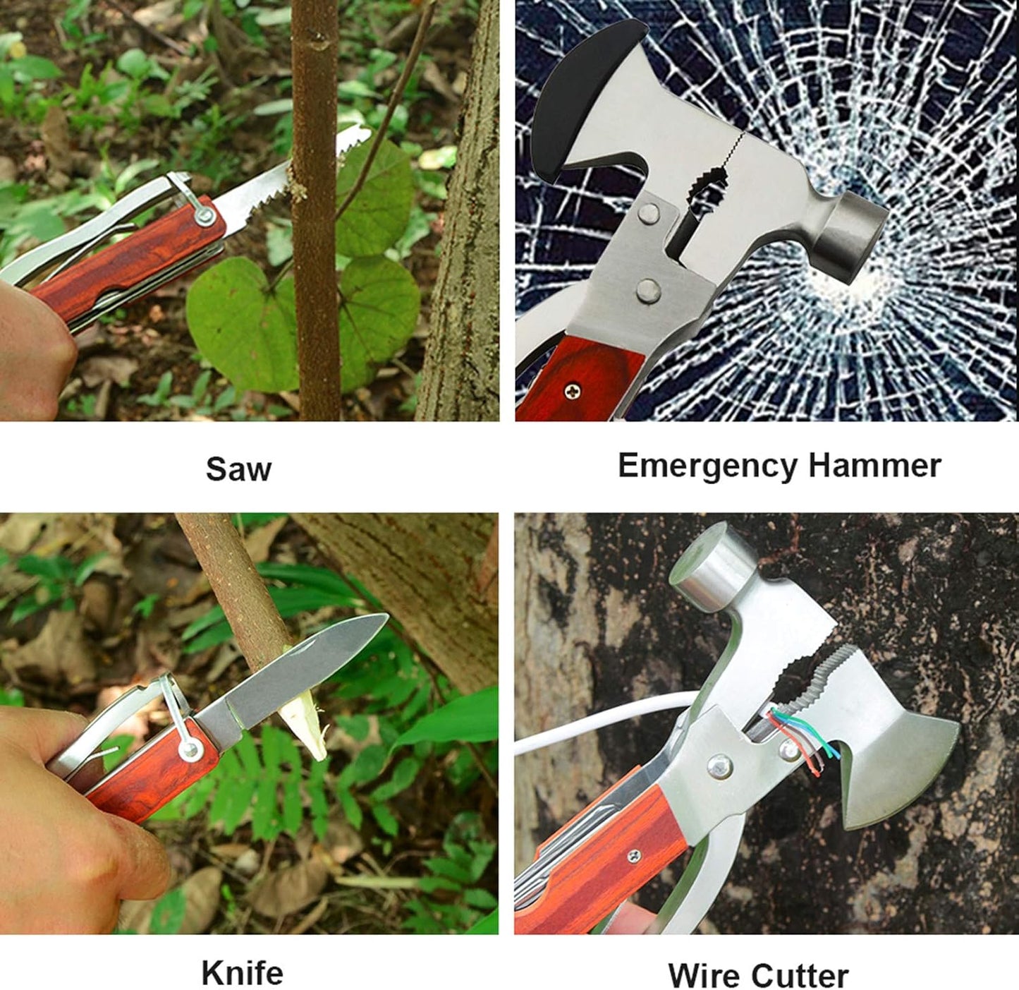Camping Gear Multitool, Cool & Unique Birthday Gifts for Men Dad Husband Boyfriend, 18-in-1 Survival Gear for Outdoor Hunting Hiking, Emergency Escape Tool with Axe,Hammer,Plier,Knife,Bottle Opener