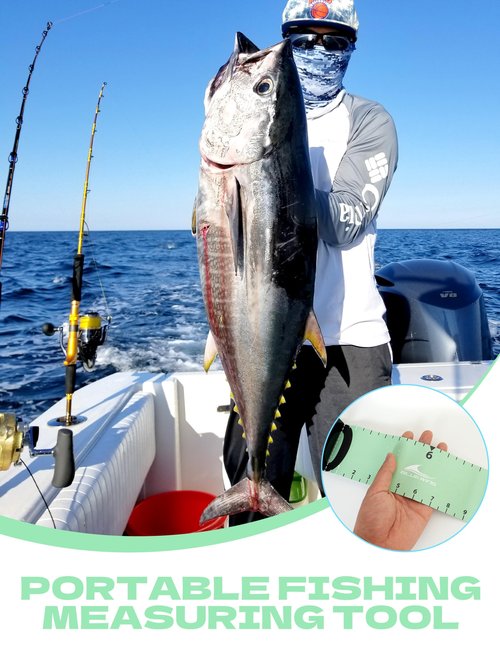 BLUEWING 60"" Fishing Ruler Portable Roll Up Fishing Ruler Folding Fish Measuring Tape with Bump Board Waterproof Fishing Measurement Tool, Green - 60in